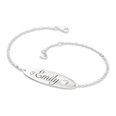 Buy A Daughter Is Love Sterling Silver-Plated Personalized Diamond Bracelet