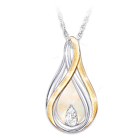 With You Still Sterling Silver White Topaz Pendant Necklace