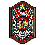 Buy Chicago Blackhawks® Illuminated Wooden Frame Stained-Glass Wall Decor