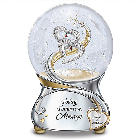 Loving You Today Tomorrow Always Personalized Heart Musical Glitter Globe
