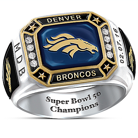 Broncos Super Bowl 50 Pride Personalized Commemorative Men’s Stainless Steel Ring – Personalized Jewelry