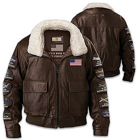 America’s WWII Heroes In Flight Men’s Distressed Leather Bomber Jacket