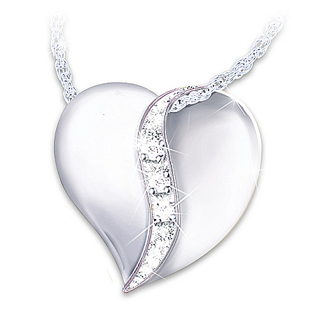Cherished By Us All Diamond Heart Pendant Necklace