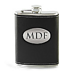 Buy Personalized Black Leather Flask