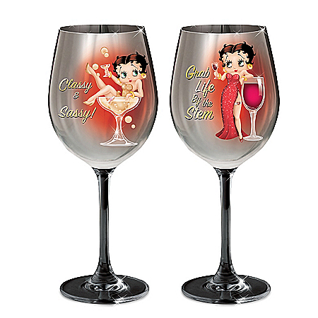 Betty Boop Classy And Sassy Wine Glasses 14 Oz: Set One