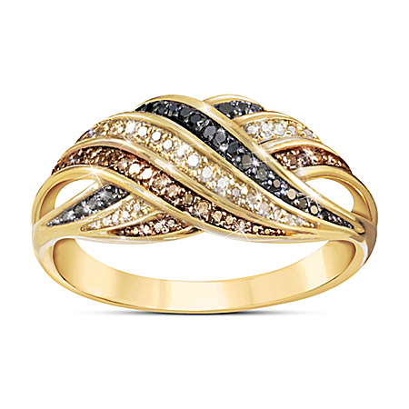 Bold Beauty Mocha, Black, And Champagne Colored Diamond Ring