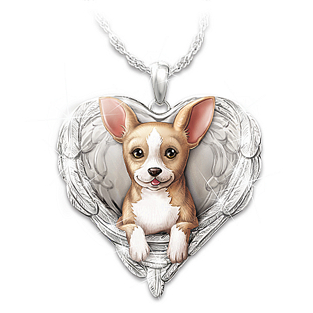 Yorkies Are Angels Heart-Shaped Pendant Necklace