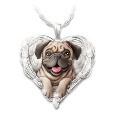 Buy Pugs Are Angels Heart Pendant Necklace