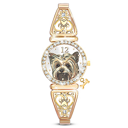 Forever Faithful Women’s Crystal Yorkie Stretch Watch