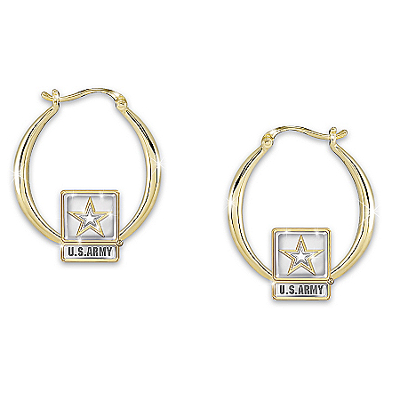 Army Pride Women’s Engraved Earrings With Sculpted Logo