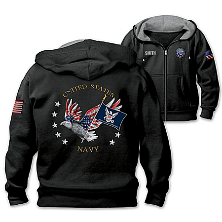 Navy Pride Personalized Embroidered Men’s Knit Hoodie