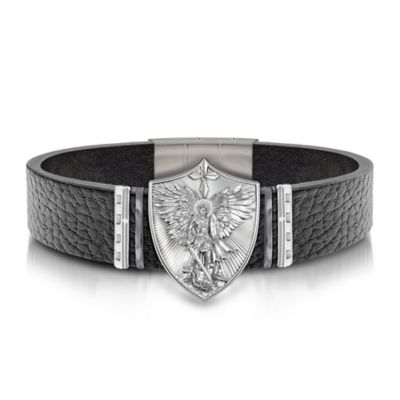 Buy The Triumph Of St. Michael Stainless Steel Leather Bracelet
