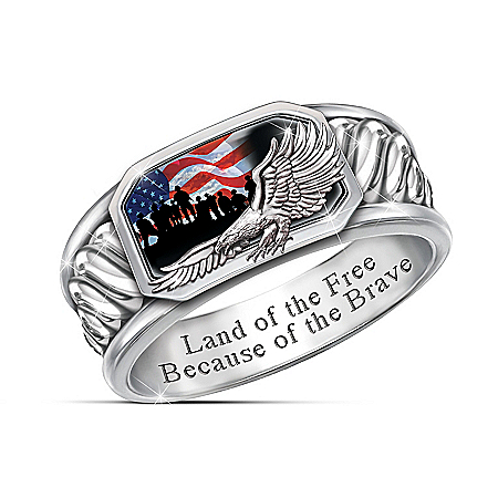 Men’s Silver Plated Patriotic Freedom Isn’t Free Ring