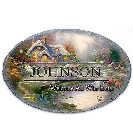 Thomas Kinkade Welcome All Who Enter Personalized Welcome Sign