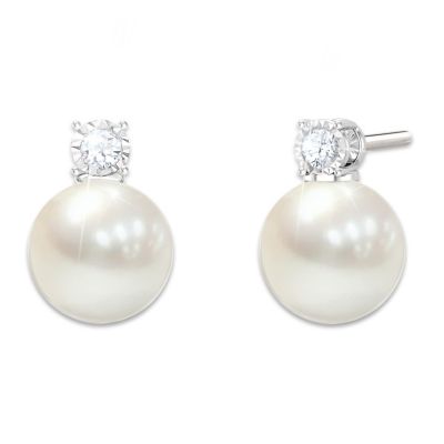 Buy Precious Granddaughter Cultured Freshwater Pearl And Diamond Earrings