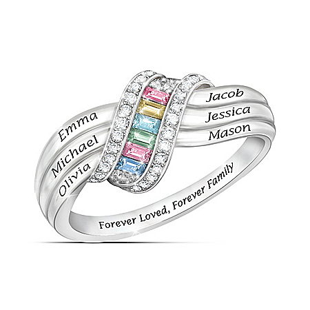 Sterling Silver Forever Family Personalized Birthstone Ring – Personalized Jewelry
