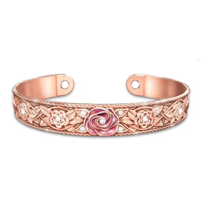 Buy Nature's Healing Beauty Floral Copper Cuff Women's Bracelet