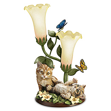 Purr-fectly Playful Sculpture With Torchiere Lamp