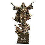 Buy Light Of The World Religious Illuminated Cold-Cast Bronze Jesus Sculpture