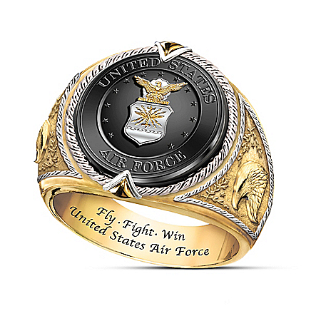 U.S. Air Force “Fly, Fight, Win” Sterling Silver Tribute Ring