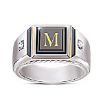 Buy Man of Distinction ring is a bold personalized jewelry design and a truly unique men's diamond and black onyx ring.