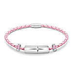 Buy Strength Of Hope Religious Breast Cancer Awareness Genuine Leather Diamond Bracelet
