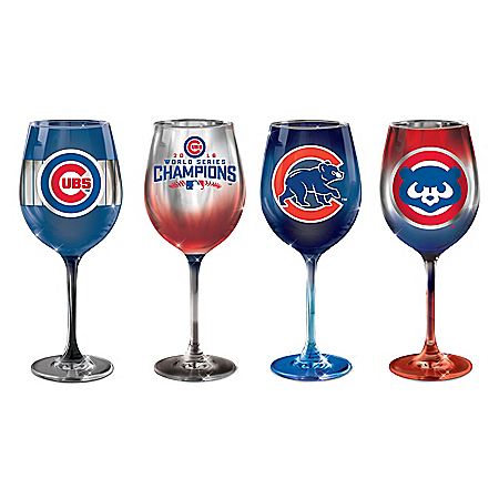 Chicago Cubs Pride MLB Hand-Fired Wine Glass Set