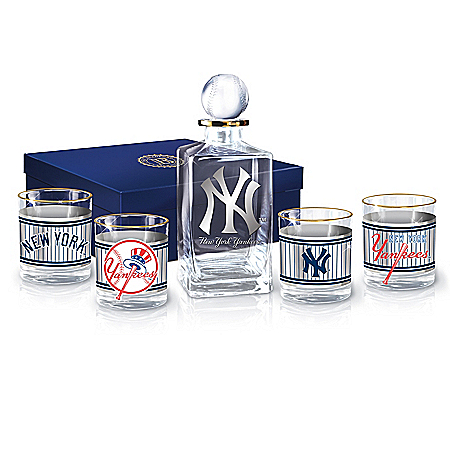 New York Yankees MLB Legacy Glass Decanter Set