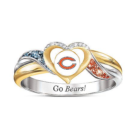 Chicago Bears Pride Ring With Team-Colored Crystals