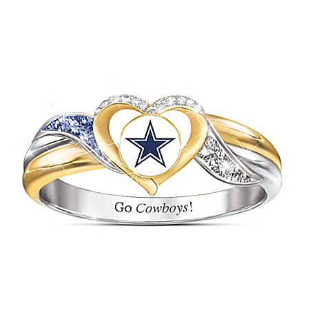 Dallas Cowboys Women’s 18K Gold-Plated NFL Pride Ring