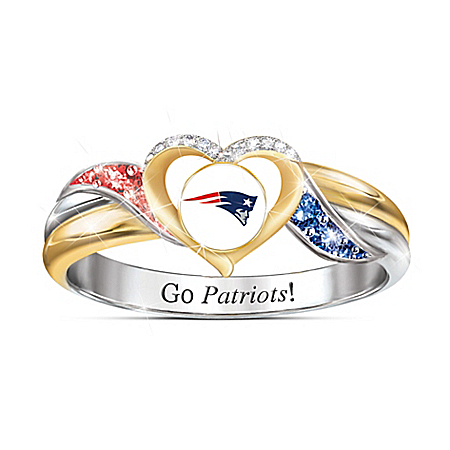 New England Patriots Women’s Sterling Silver NFL Pride Ring