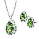 Buy Radiant Treasure Women's Helenite & Diamond Pendant Necklace And Earrings Set