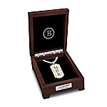 Buy Beloved Son Men's Stainless Steel Personalized Diamond Dog Tag Pendant Necklace With Valet Box