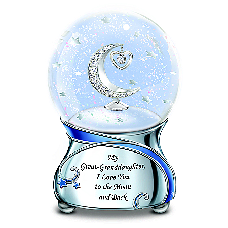 Musical Glitter Globe for Great-Granddaughter with Swarovski Crystal