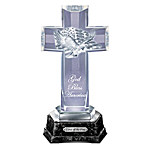 Buy God Bless America Illuminated Glass Cross Sculpture