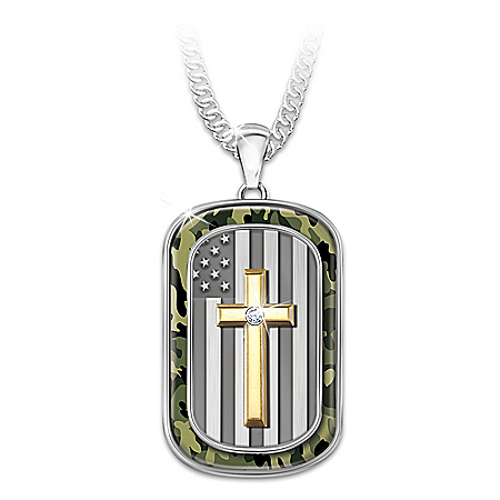 My Country My Faith Men’s Religious And Patriotic Dog Tag Pendant Necklace