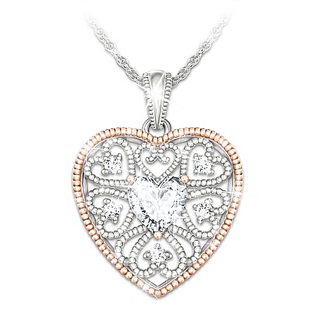 Diamond And Topaz I Wish You Pendant Necklace For Daughter