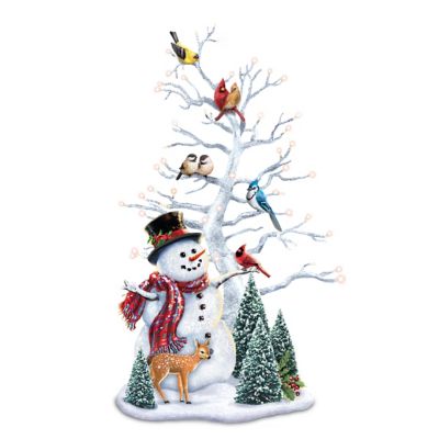 Buy Dona Gelsinger Winter's Gathering Illuminated Snowman & Songbird Tabletop Centerpiece