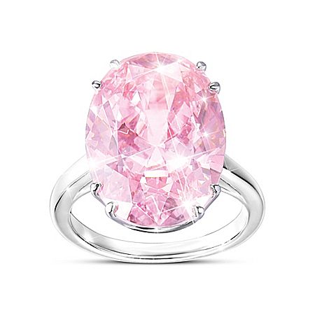 Diamonesk Majestic Pink Women’s Sterling Silver Ring