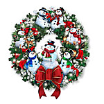 Buy Dona Gelsinger Snow-Kissed Holiday Cheer Illuminated Snowman Wreath