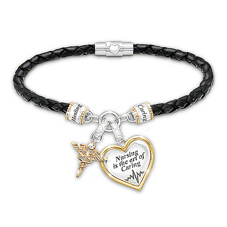 Braided Bracelet With 18K Gold-Plated Charms Honors Nurses