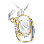 Buy Country Gal Women's Sterling Silver Plated Cowgirl Hat With Horseshoe Charm Pendant Necklace