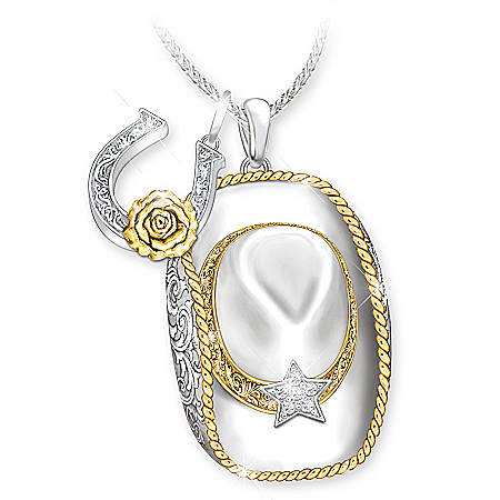 Country Cowgirl Hat Women’s Sterling Silver- & 18K Gold-Plated Pendant Necklace