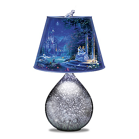 Disney Cinderella Art Glass Lamp With Glass Slipper Finial
