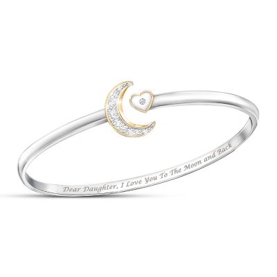 Buy I Love You To The Moon And Back Solitaire Diamond Daughter Bracelet
