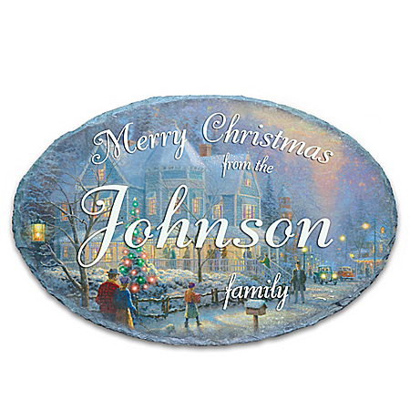 Thomas Kinkade Holiday Personalized Outdoor Welcome Sign