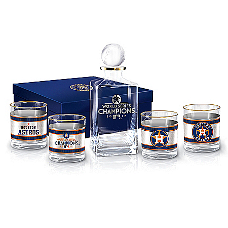 2017 World Series Champions Astros Decanter and Glasses Barware Gift Set
