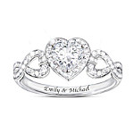 Buy Hearts And Romance Women's Heart-Shaped Personalized White Topaz Ring