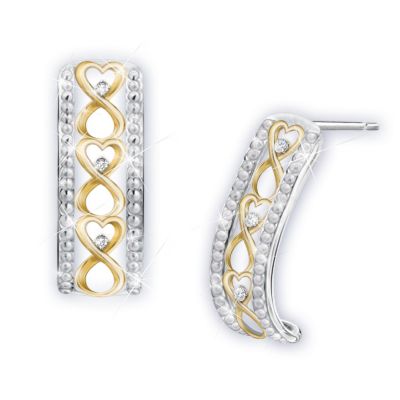 Buy All My Love Sterling Silver Diamond Heart-Shaped Earrings
