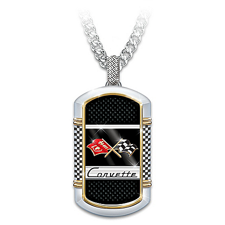 Corvette: The Legend Men’s Stainless-Steel Dog Tag Pendant Necklace